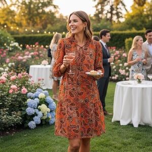 NWT Nanette Lepore paisley print dress dusky orange lined